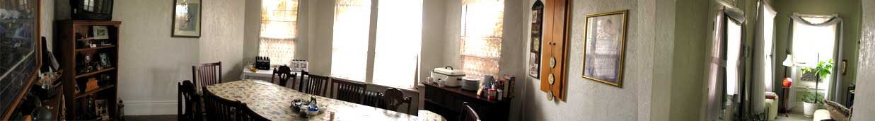 Panoramic image of dining room